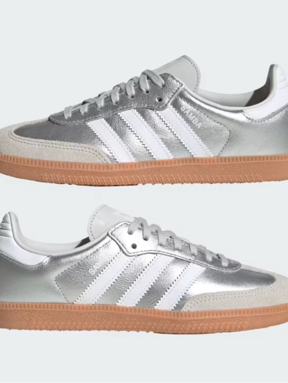 adidas Samba Men’s Sneakers — Silver/White with Gum Sole